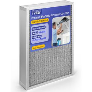 Upgraded 16x25x5 Reusable AC Furnace Filter Washable MERV11, Electrostatic - Permanent,Enjoy Fresher Air in Home and Office HVAC Furnace SystemsActual Size:15.75x24.75x4.38Inch 1 Pack