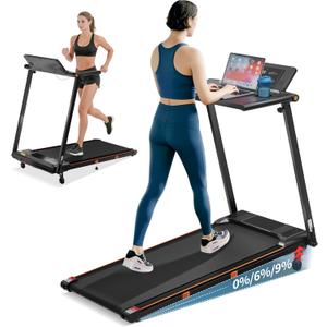 Walking Pad Treadmill with Incline, 3 in 1 Under Desk Portable Folding Treadmill for Home/Office,3.0HP Small Walking Pad with Removable Desk Workstation & Handle 300 Lbs Capacity, 0.6-8.0MPH