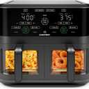 CHEFMAN 6 Quart Dual Basket Air Fryer Oven with Easy View Windows, Sync Finish, Hi-Fry, Auto Shutoff, 2 Independent 3Qt Nonstick Dishwasher Safe Frying Baskets, Digital Double Air Fryer - Black