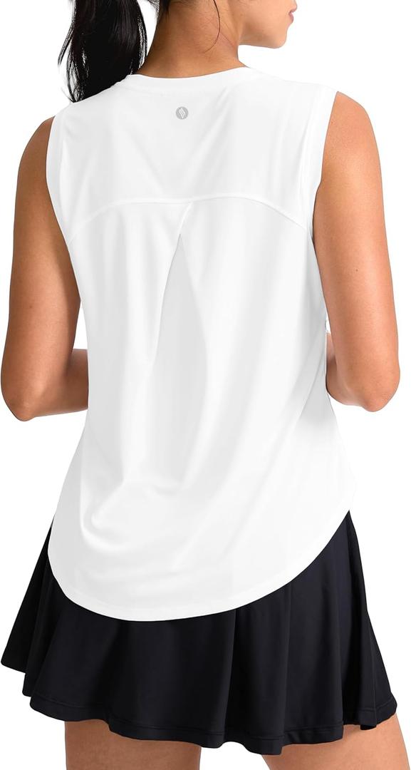SANTINY Women's Sleeveless Workout Tops Breathable Lightweight Active Tennis Yoga Shirts Athletic Running Tank Tops for Women