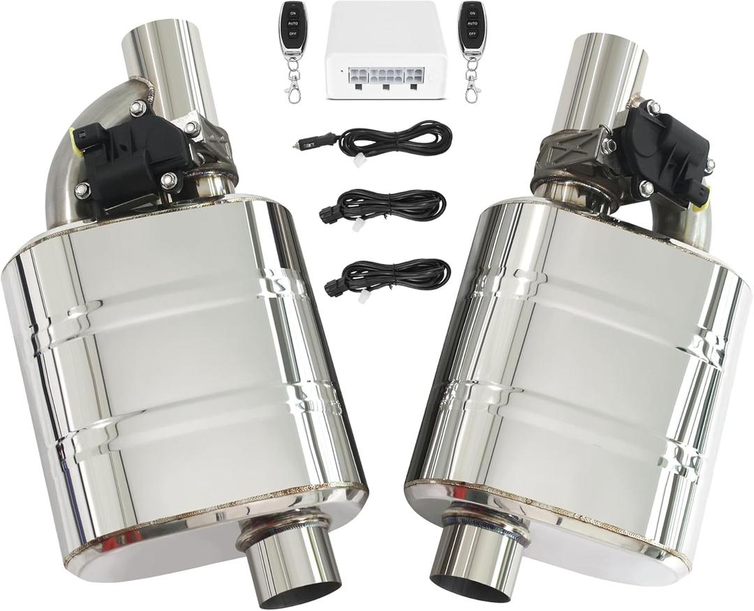 Universal Valved Muffler Kit, Electronic Muffler Valve Cutout Remote Control Offset In Offset Out (2.5in/63mm muffler kit)