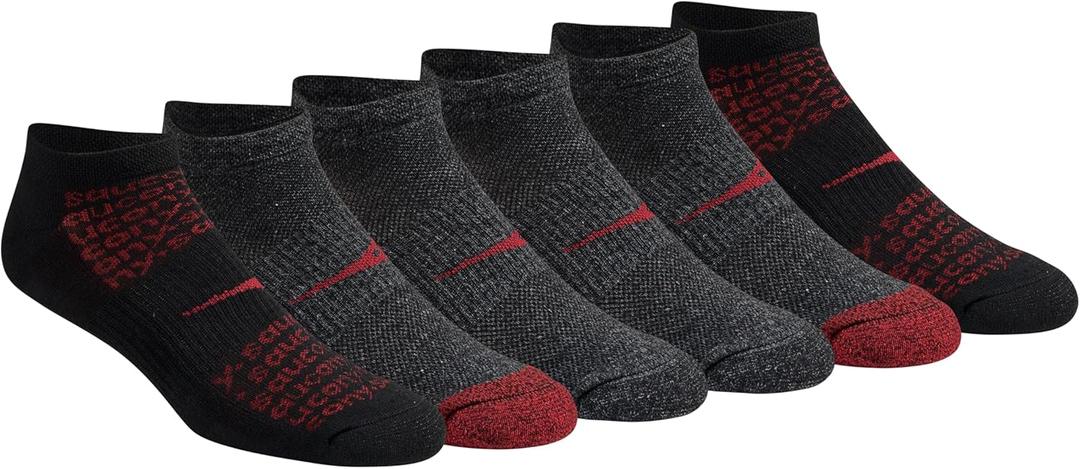 Saucony Men's Rundry Mesh Ventilating Comfort Fit Performance No-Show Socks, (Large) (6 Pairs)