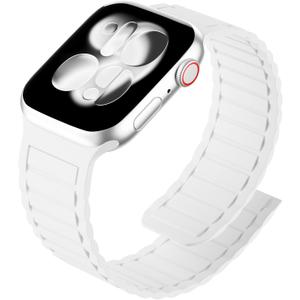 Silicone Magnetic Band Compatible with Apple Watch for 38mm 40mm 41mm 42mm 44mm 45mm 46mm 49mm, Sport Strap Soft Replacement Wristband for iWatch Ultra 3 2 1 Series 11 10 9 SE 8 7 6 5 4 (White)