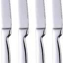 Set of 4 Stainless Steel Steak Knives, Corrosion Resistant, Serrated Sharp Blade, Stainless Steel Handle, Kitchen Table Knife (Silver)