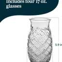 Libbey Tiki Pineapple Glasses Set of 4, Tropical, Textured 17 Ounce Tiki Glasses for Cocktails, Fun Mixed Drink Pineapple Cups for Luau, Summer Parties