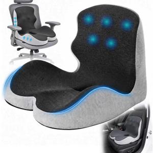 Memory Foam Seat Cushion with Back Support, Wide L-Shaped Chair Pad