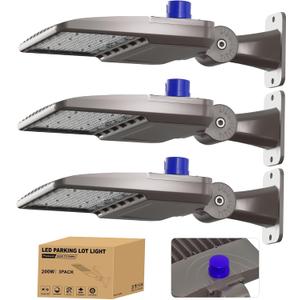 200W LED Parking Lot Light,28000LM 5000K LED Parking Lot Lights Outdoor, Adjustable Arm Mount,IP65 Waterproof,100-277V Commercial LED Area Security Light for Parking Lot, Stadium, Yard, Roadways