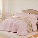 Queen Comforter Sets Blushpink,3PCS Soft Lightweight Breathable Bedding Comforter Sets for All Season, Queen Size(90''90'' Comforter & 2 Pillowcases)