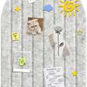 Foldable Bulletin Board 24x16 inches, 0.35" Thick Felt Wall Tiles, Large Cork Board with Adhesive Sticker, Round Edges Wall Panels for Office Bedroom Living Room, Decorative Board (Silver Grey)