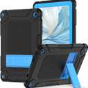 MENZO Case for Fire HD 10 (Only 13th Gen, 2023 Release) Bracket Design, Layer Duty Shockproof Rugged Case with Kickstand, Black+Teal