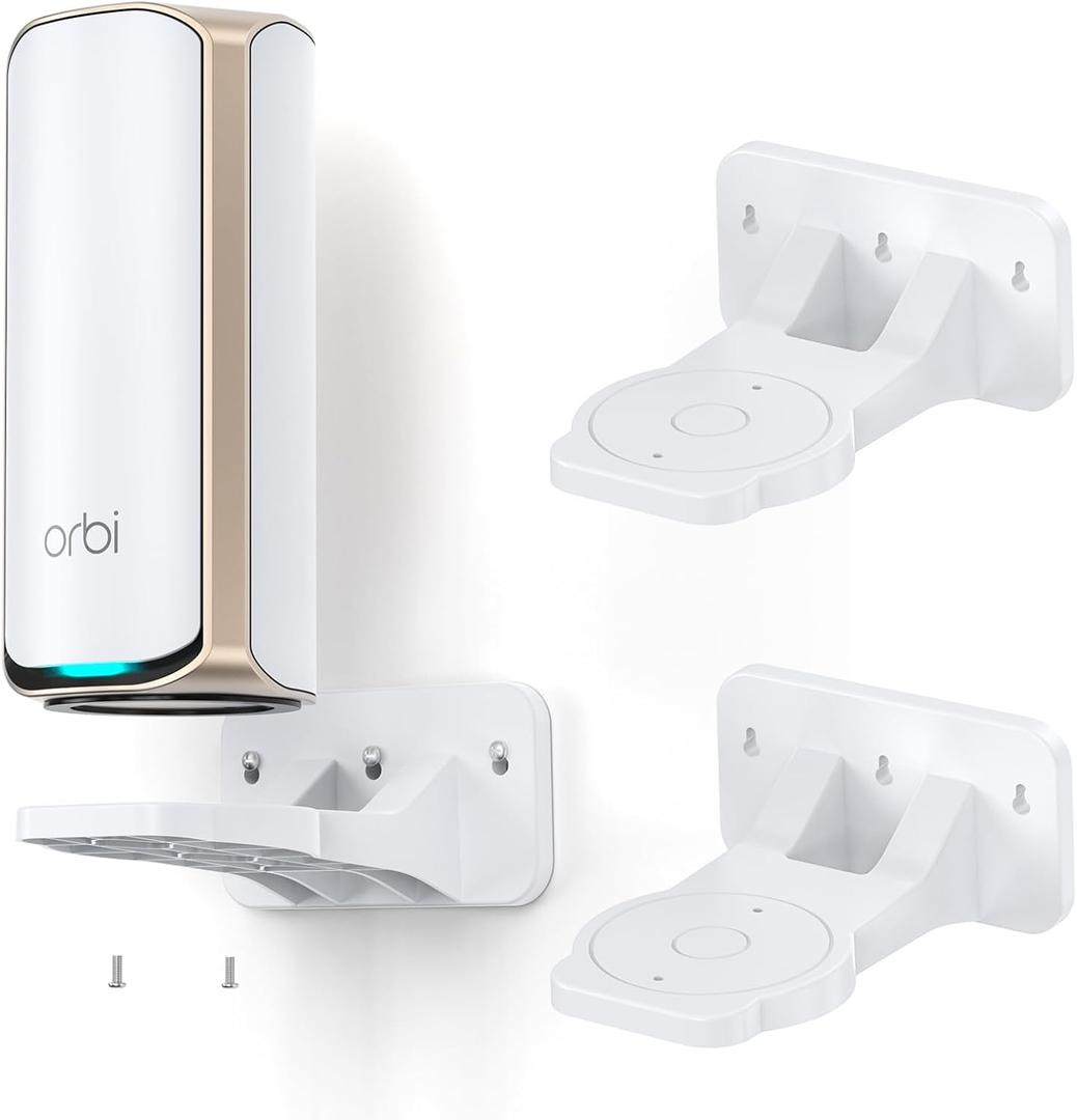 XLTTYWL Orbi WiFi 7 Wall Mount Kit, Orbit 7 Mount Bracket Optimize Space Compatible with Orbi Wi-Fi 7 Mesh Systems & All Net Gear Nighthawk Wi Fi 7 Routers(RBEWMB-10000S) (White, 2 Pack)