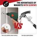 2 x 10 Pack Rare Earth Magnets with Holes and Screws,30LB Pulling Force Strong Heavy Duty Neodymium Magnet for Cabinet Door,Tool Room,Whiteboard,Craft,Wall Mounting,Office - 1.26x0.2 in