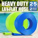 in&Bao 2" x 25 FT Pool Backwash Hose, Heavy Duty Reinforced Lay-Flat Discharge Hose, Burst Resistant Drain Hose with 2 Clamps, for Pool Filter & Sump Pump-Blue