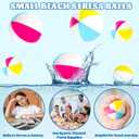 60 Pcs Beach Stress Balls Bulk 2.5" Mini Relief Stress Ball Pu Foam Squeezy Balls Summer Swimming Pool Game Toy Rainbow Beach Ball for Hawaiian Beach Birthday Party Favor School Carnival Reward