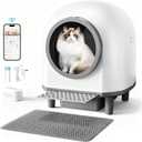 Self Cleaing Litter Box for Multiple Cats, 88L Large Smart Automatic Cat Litter Box with App Control, Health Monitoring, Integrated Safety Sensors, Odor Removal, Mat, Liners (White)