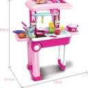 2-in-1Travel Luggage Turn into Play Kitchen, Kids Kitchen Playset Toys with 25+Play Food for Toddelers, Girls and Boys, Pretend Play, 25" H x 9.8" W x 20.8" L, 20.86" X 9.64" X 24.8"