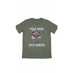 Pray hard kick harder green - Small womans