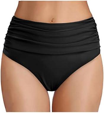 Tempt Me Women's High Waisted Bikini Bottom Tummy Control Ruched Bathing Suit Swim Bottom, Size: S