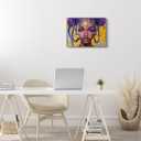 African American Teen Black Girl Wall Art Purple Hair Girl Prints Painting Picture Canvas Framed Inspirational Wall Art Decor For Living Room Kitchen Office Bathroom Bedroom Home Wall Art Wall Decor (20"L x 16"W)