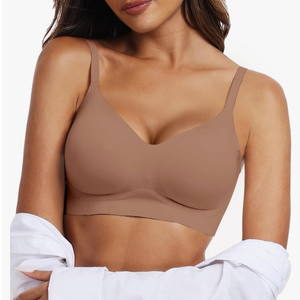 OEAK Womens Wireless Bras Comfortable Push Up Bra No Underwire Bra Full Support Lift Bralette Everyday Seamless Tshirt Bras Beige M