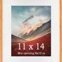 11x14 Frame Natural, Solid Cherry Wood 11 x 14 Picture Frame with Mat for 8 x 10 Image, Wall Gallery Mounting 14 x 11 Inch Large Poster Photo Frame