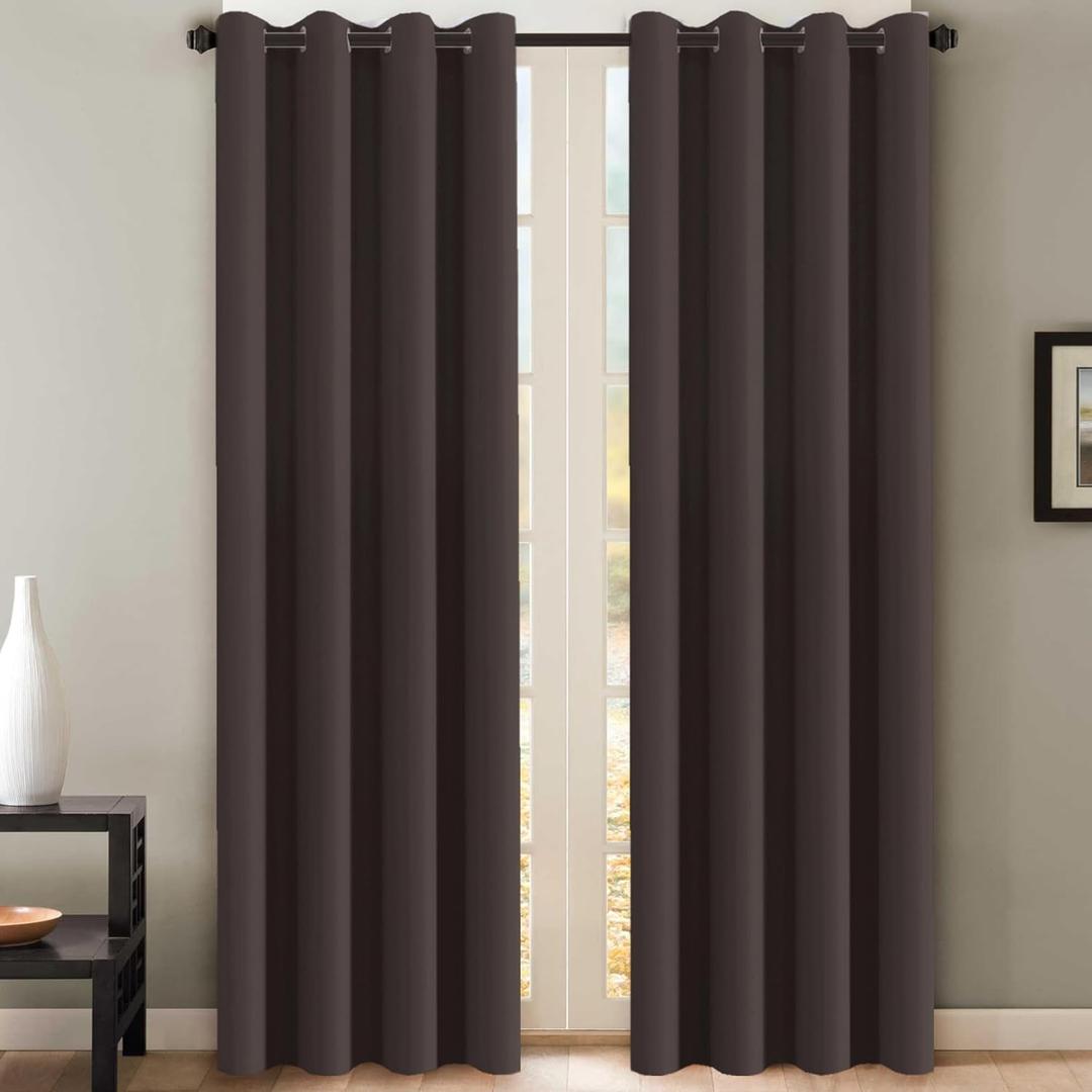 H.VERSAILTEX Thermal Insulated Blackout Curtains for Living Room 108 Inches Long, Window Treatment Grommet Top Extra Long Panels/Drapes for Bedroom (52-inch by 108-inch, Chocolate Brown, Set of 2)