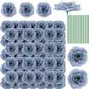 Yunlly 100 Pcs Artificial Flowers Fake Silk Roses Long Stem Rose Bouquet Wedding Party Home Decor for DIY Baby Shower Centerpieces Tables Home Decorations (Dusty Blue)