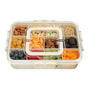 Snack Box Container for Kids - Adjustable 12-Compartment Snack Containers, Reusable Bento Box, Dishwasher Safe, BPA-Free, Perfect for School, Travel, Camping & Picnic, Ivory White