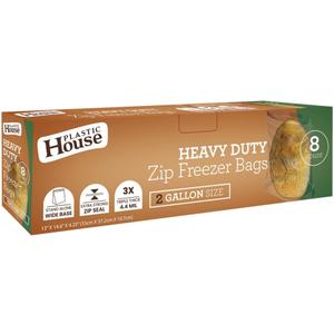 Zip HD Freezer Bags, 2 Gallon Size, Case of 192 (24 packs x 8)
