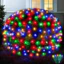 Led Net Lights Christmas Lights Outdoor 200Leds 9ftx6ft Upgraded Multicolor Christmas Net Lighting, Waterproof 5mm LED Wide Angle Outdoor Indoor Mesh Net Light for Trees, Bushes, Shrubs Decorations