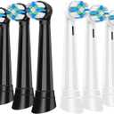 6 Pack IO Replacement Brush Heads Compatible with Oral B iO 2/3/4/5/6/7/8/9/10/Deep Clean Series Electric Toothbrushes, Medium-Hard Bristles IO Toothbrush Head Compatible with Oral B (Black/White)