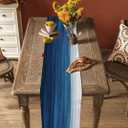 Ombre Table Runner 13x72 inch, Gradient Blue Waves Abstract Art Dinning Table Runner for Farmhouse Wedding Party Barbecue Table Decor