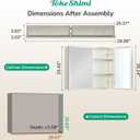 TokeShimi 30 x 26 Medicine Cabinet Mirror for Bathroom, Assembly Required, Nickel Recessed Medicine Cabinet with Mirror, Stepless Adjustable Shelves, Beveled Aluminum Frame, Tempered Glass