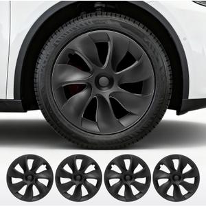 Hubcaps for Tesla Model Y Wheel Covers 19 inch 2021-2024 Hubcaps 4 Pcs Compatible with Tesla Model Y Rim Protector Replacement Wheel Cover Exterior Accessories,Black