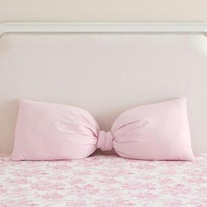 Oversized Pink Bow Pillow 12 x 30 Inch 100% Cotton Pink Long Pillow Coquette Big Bow Shaped Cushion Aesthetic Room Decor Cushion for Bed Sofa Couch Holiday Car Coquette Decor