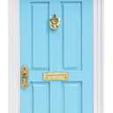 Miniature Dollhouse Door Model with Accessories, 1/12 Scale Wooden Mini Fairy House Furniture Parts, Small Opening Tooth Tale Decoration, for Christmas, Birthday, Wedding, and Fairy Party (Blue)