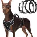 PUPTECK Escape Proof Dog Harness with Padded Handle, No Pull Pet Vest Harness Durable Reflective for Medium Large Dogs Walking Training and Running (Black, Large)