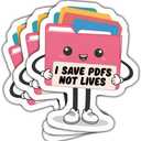 3pcs I Save PDFs Not Lives Funny Sticker Pack, Work Office Quotes Humor Design, Die Cut Waterproof Vinyl Decal for Laptop, Water Bottle, Tumbler, Phone, Window, Notebook Gift 3 Inches