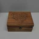 EXISTING Memory Box for Keepsakes, Floral Heart Laser Cut Wood Keepsake Memory Box, Large Wooden Storage Box with Hinged Lid, Keepsake Boxes Gift for Wedding, Valentines Day Anniversary Baby Shower (9.8"L x 7.8"W x 4.1"H, Black brown)