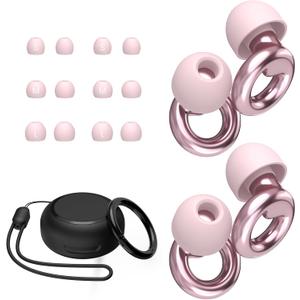 JUSTRVN Ear Plugs for Sleeping,2 Pairs of Stylish Reusable Noise Reduction Earplugs with 8 Pairs Tips & case,Hearing Protection Earplugs for Concert,Travel,Work,Live Events - 25dB-30dB