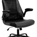 Home Office Chair, Ergonomic Desk Chair with Lumbar Support, Faux PU Leather Executive Computer Chair-Adjustable Headrest, Armrest, Height for Home Office Gaming, Black