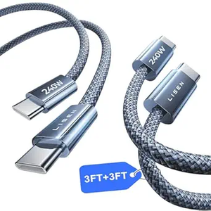 LISEN USB C to USB C Cable for iPhone 16 Charger Cord 240W Type C Charger Fast Charging Cord USB C Cable for iPhone 16e 15 17X iPad MacBook Air Pro Samsung Z Fold 7 Switch 2, 3.3ft+6.6ft/2 Pack/Black