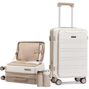 LOVEVOOK Carry On Luggage 20 Inch, Airline Approved Expandable Hard Shell Suitcase with Spinner Wheels, TSA Lock & Cup Holder, Fits Most Overhead Bins