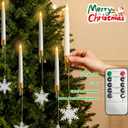 Christmas Tree Candles with Remote, 5 Pcs LED Flameless Taper Candles with Clear Snowflake for Christmas Tree Decor, Battery Operated Tree Candlesticks Flickering Flame for Xmas Indoor Decor