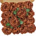 TINGE TIME Artificial Blooming Peony Flowers for Decoration Real Looking 16pcs Burnt Orange Fake Flowers with Stem for DIY Wedding Bouquets Home Decor Centerpieces Bridal Shower Party