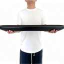 Wooden Dough Bowl Decor, Vintage Wooden Bowl Hand Carved Home Decor for Dining Table Center, Living Room, Kitchen Decor. (30inch black)