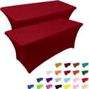 IVAPUPU 2 Pack 6FT Table Cloth for Rectangular Fitted Events Stretch Burgundy Table Covers Washable Spandex Tablecloth Protector for Party, Wedding, Cocktail, Banquet, Festival