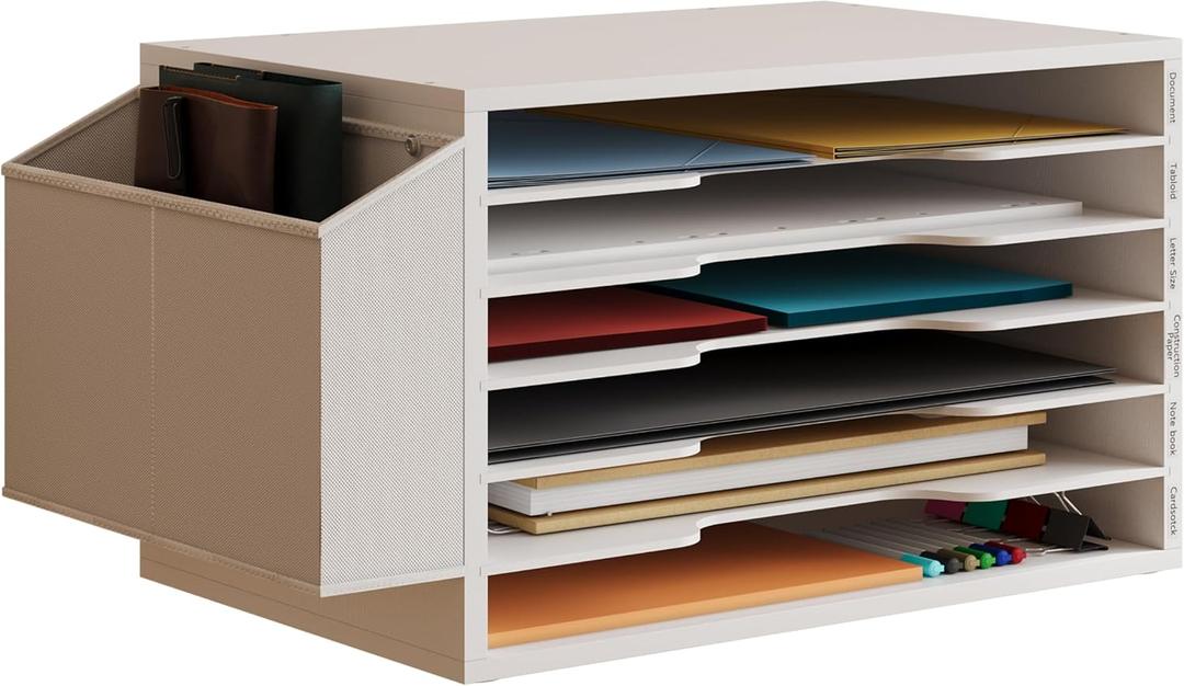 Unionly 12x18 Construction Paper Organizer,Large File Sorter for Office, White, Large 12"X18"