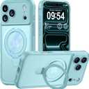 MOCCA Design for iPhone 17 Pro Case, Compatible with Magsafe [Premium Invisible Magnetic Ring Stand] [Military Drop Protection] Full Camera Guard Translucent Matte Slim Phone Cover 6.3",Blue