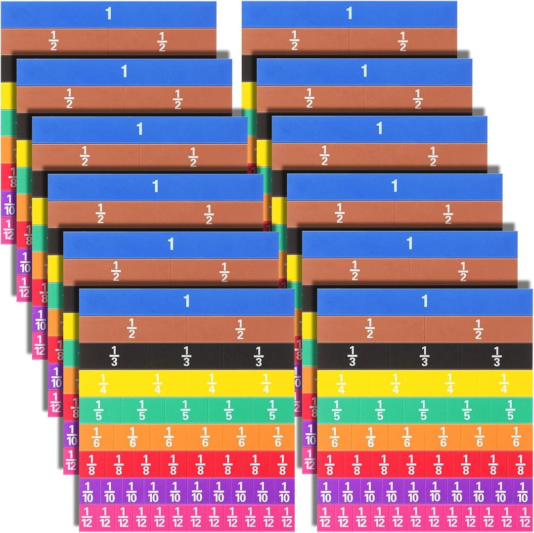 12 Sets Fraction Set for Math Classroom Fractions Manipulatives Math Manipulatives for Home School Supplies (Tiles)